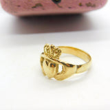 Victorian 9ct Yellow Gold Claddagh Irish Wedding Ring Antique c1890