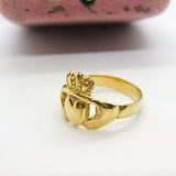 Victorian 9ct Yellow Gold Claddagh Irish Wedding Ring Antique c1890