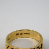 Cymru Welsh 9ct Yellow Gold Knot Pattern Band Ring Vintage c1970 London