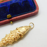 Large 9ct Yellow Gold Articulated Flapping Fish Charm Pendant 1977 London