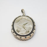 Victorian Large Sterling Silver Aesthetic Bird Sweetheart Locket Antique c1880