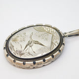 Victorian Large Sterling Silver Aesthetic Bird Sweetheart Locket Antique c1880