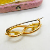 Victorian 15ct Gold & Turquoise Lovers Knot Sweetheart Brooch Antique c1880