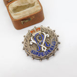 Sterling Silver Queen Victoria Golden Jubilee Enamel Brooch Pin Antique 1887