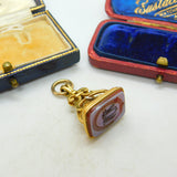 Georgian 18ct Yellow Gold Carved Sardonyx Buckle Fob Seal Antique c1820