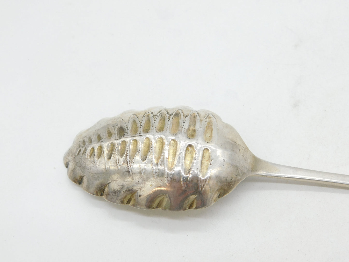 George III Sterling Silver Fern Leaf Bowl Serving Spoon Antique 1790 London