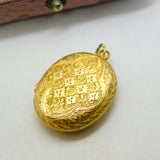 Victorian 18ct Yellow Gold Floral Pattern Sweetheart Locket Antique c1860