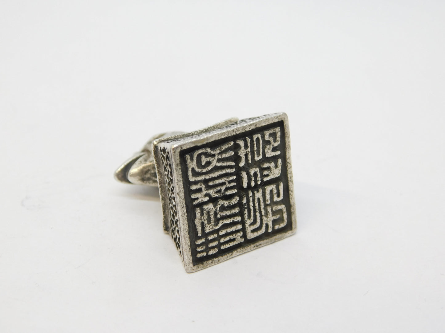 20th Century Chinese White Metal Year of the Rooster Fob Pendant Antique