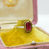 14ct Yellow Gold & Emerald Cut 1.75ct Ruby Set Dress Ring Antique c1930 Art Deco
