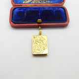 9ct Yellow Gold Floral Swirl Pattern Book Locket Pendant 1975 Birmingham Vintage
