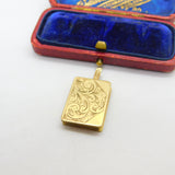 9ct Yellow Gold Floral Swirl Pattern Book Locket Pendant 1975 Birmingham Vintage