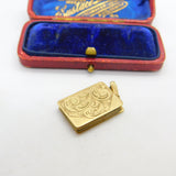 9ct Yellow Gold Floral Swirl Pattern Book Locket Pendant 1975 Birmingham Vintage