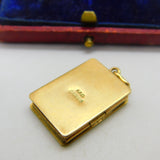 9ct Yellow Gold Floral Swirl Pattern Book Locket Pendant 1975 Birmingham Vintage