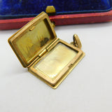 9ct Yellow Gold Floral Swirl Pattern Book Locket Pendant 1975 Birmingham Vintage