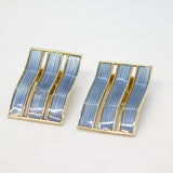 Norwegian Sterling Silver Blue Enamel Clip-On Earrings Antique c1930 Ivar T. Holth