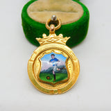 9ct Gold Enamel Ribchester FC Football Fob Medal Antique 1932 Birmingham