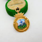 9ct Gold Enamel Ribchester FC Football Fob Medal Antique 1932 Birmingham