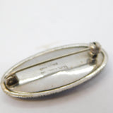 TLM Sterling Silver Morpho Butterfly Wing Set Island Scene Brooch Antique c1930