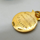 9ct Gold Enamel Ribchester FC Football Fob Medal Antique 1932 Birmingham