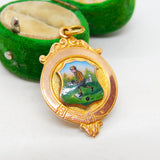 9ct Gold & Enamel Lawn Boules Sporting Fob Medal Antique 1927 Birmingham