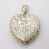 Victorian Sterling Silver Aesthetic Pattern Heart Locket Pendant Antique c1890
