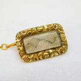 George III 14ct Gold, Blonde Hair Set Engraved Mourning Brooch Antique c1820
