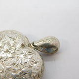 Victorian Sterling Silver Aesthetic Pattern Heart Locket Pendant Antique c1890