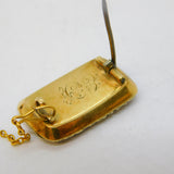 George III 14ct Gold, Blonde Hair Set Engraved Mourning Brooch Antique c1820