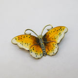 Norwegian Sterling Silver Gilt & Enamel Butterfly Brooch Pin Antique c1920 Deco