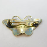 Norwegian Sterling Silver Gilt & Enamel Butterfly Brooch Pin Antique c1920 Deco