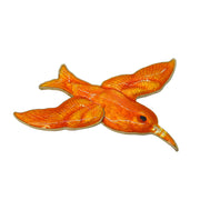 Scandinavian Sterling Silver Orange Enamel Bird Brooch Pin Antique c1920