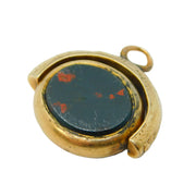 Victorian 9ct Gold, Sardonyx & Bloodstone Set Spinner Fob Pendant Antique c1880