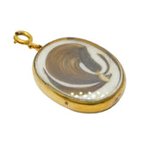 Victorian 9ct Gold Mounted Large Hair Set Portrait Mourning Pendant Antique c1880
