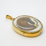 Victorian 9ct Gold Mounted Large Hair Set Portrait Mourning Pendant Antique c1880