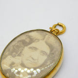 Victorian 9ct Gold Mounted Large Hair Set Portrait Mourning Pendant Antique c1880