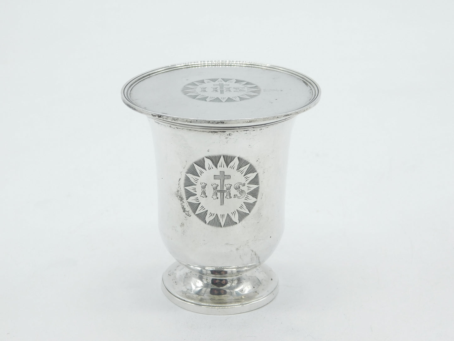 William IV Sterling Silver Travelling Communion IHS Engraved Set Antique 1832 London