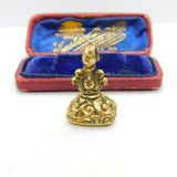 Victorian Rolled Gold Carved Chalcedony Monogram Fob Seal c1860 Antique