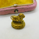 Victorian 9ct Gold & Sardonyx Set Lion Form Fob Seal AF Antique c1860