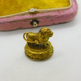 Victorian 9ct Gold & Sardonyx Set Lion Form Fob Seal AF Antique c1860
