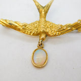 Victorian 15ct Yellow Gold Opal Drop Swallow Brooch Antique c1890 Birmingham