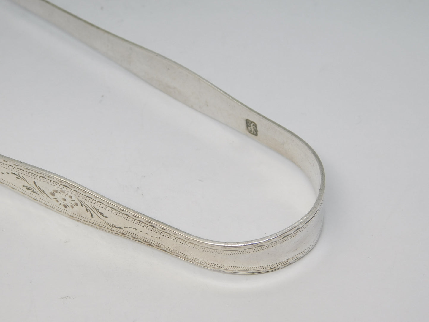 George III Hester Bateman Sterling Silver Bright Cut Sugar Tongs Antique c1770