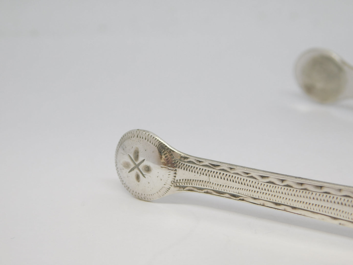 George III Hester Bateman Sterling Silver Bright Cut Sugar Tongs Antique c1770