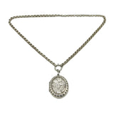 Victorian Sterling Silver Ivy Leaf Pattern Locket Necklace Antique c1880