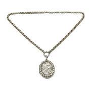 Victorian Sterling Silver Ivy Leaf Pattern Locket Necklace Antique c1880