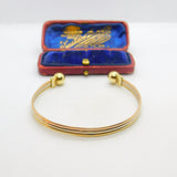 Tri-Colour 9ct Yellow, Rose, White Gold Bangle Bracelet Vintage c1980