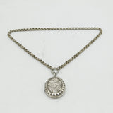 Victorian Sterling Silver Ivy Leaf Pattern Locket Necklace Antique c1880