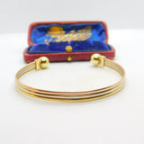 Tri-Colour 9ct Yellow, Rose, White Gold Bangle Bracelet Vintage c1980