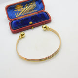 Tri-Colour 9ct Yellow, Rose, White Gold Bangle Bracelet Vintage c1980