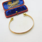 Tri-Colour 9ct Yellow, Rose, White Gold Bangle Bracelet Vintage c1980