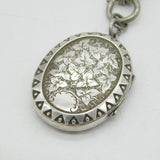 Victorian Sterling Silver Ivy Leaf Pattern Locket Necklace Antique c1880